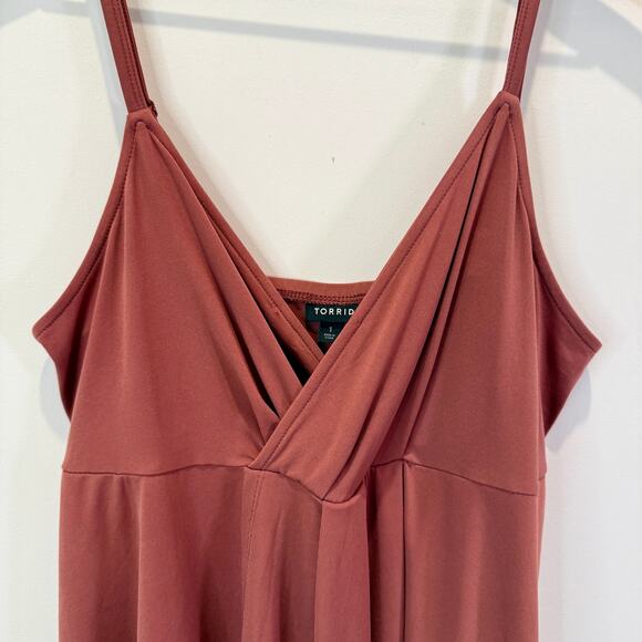 Torrid Tank Top Women's Size 1 Rust Neutral Stretchy Comfy Layer Adjustable - Picture 4 of 9